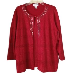 Alfred Dunner red cardigan set